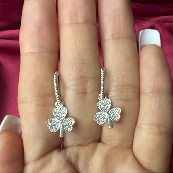 Elegant Silver Clover Earrings - Picture 1 of 4